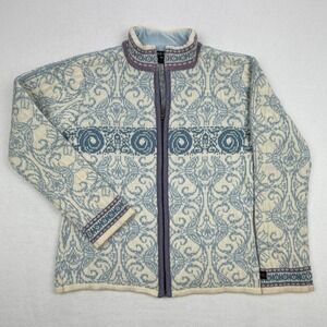 Vintage Icewear Icelandic Pure Wool Full Zip Damask Cardigan Sweater Medium